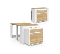 IDMarket - Table Buffet Extensible Orlando Bois/Blanc 140 cm