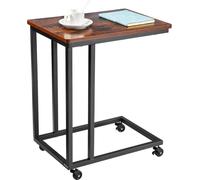Table C, table d'appoint en forme de C avec structure métallique et roulettes, table d'appoint portable en forme de C pour salon, chambre à coucher ou bureau, 50 x 35 x 60 cm, tables d'appoint pour or