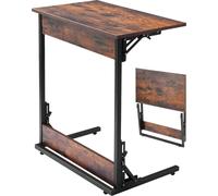 Table C, table d'appoint pliante en forme de C avec structure métallique et pieds réglables, table d'appoint pliante en forme de C pour salon, chambre à coucher ou bureau, plateau TV en forme de C de