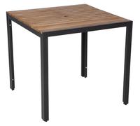 Table carrée Bolero en bois d'acacia, pieds en acier, 800 x 800 x 740 mm