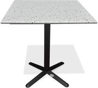 Table carrée de jardin en acier et plateau terrazzo