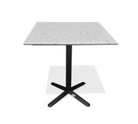 Table carrée de jardin en acier et plateau terrazzo - noir