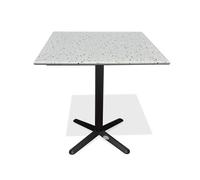 Table carrée de jardin en acier et plateau terrazzo