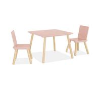 sweeek - Table carrée Enfant avec 2 chaises. Pieds en pin. Rose