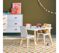 sweeek - Table carrée Enfant avec 2 chaises. Pieds en pin. Blanc