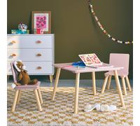 sweeek - Table carrée Enfant avec 2 chaises. Pieds en pin. Rose