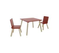 Table carrée enfant bois de pin 2 assises terracotta - Judith