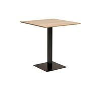 AltoBuy Bistro - Table Carrée Plateau Mélaminé Effet Bois Pied Central Métal Noir