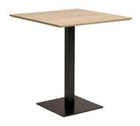 Table Carrée Plateau Mélaminé Effet Bois Pied Central Métal Noir - BISTRO - ALTOBUY Marron G