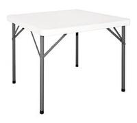 Bolero Table pliante carrée Y807 – HDPE 3 pieds – Cadre acier – 740×860×860 mm – Blanche