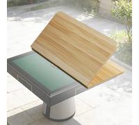 Table carrée portable pliable en bois de noyer clair réglable de 61 cm à 99,1 cm, parfaite pour les repas en plein air, les événements, les réunions, le travail temporaire, le bureau, design peu
