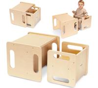 Table & chaise Montessori multifonctionnelle en bois - 2in1 meuble éducatif, tabouret & estrade pour enfants | Mamabrum