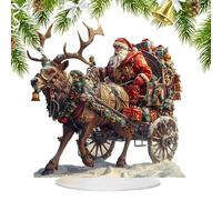 Table Christmas Decoration - Acrylique, Festive 2D Ornement Sleigh Design Plat | Table Top Centerpiece Winter Holiday Decor, Bookshelf Ornement For Dorm, Living Room, Bedroom, Housewarming, New Year