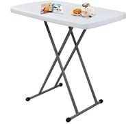 Todeco Table Compacte et Pliable, Table Pliante Ajustable, 76 x 50 x 51/63/74 cm, Blanc, Matériau: HDPE, Surface supérieure: 76 x 50 cm