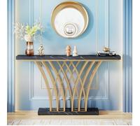 Table Console - 150 x 29,5 x 80 cm - Pied en métal en Forme de Grille - pour entrée, Couloir, entrée, Salon - Noir
