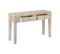 Table console 2 tiroirs avec une finition effet blanchi et des motifs sculptés - Longueur 120 x Profondeur 40 x Hauteur 80 cm