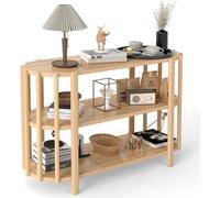 Table console à 3 niveaux avec rangement, forme ovale, table basse moderne et élégante pour salon, entrée, couloir, chambre à coucher, bureau