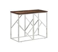 Table console argenté acier inoxydable et bois de mélèze massif, table de canapé, table de couloir, derrière la table 349989
