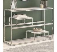 Table console argenté acier inoxydable et verre trempé Argent G