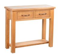 Table Console Avec 2 Tiroirs 83x30x73 Cm Bois De Chêne Massif Brun