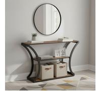 Table Console avec des Pieds Courbés, Plateau Prolongé, pour Salon, Couloir, Chambre à Coucher, Marron et Noir