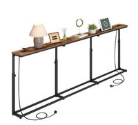 Table Console avec Multiprise - HOOBRO- Table d’Appoint de 220 cm -pour Entrée, Salon - Gain de Place-Marron Rustique