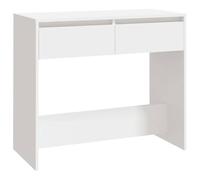 Table console Blanc 89x41x76,5 cm Acier | 2 tiroirs, dessus robuste, vases, albums photo, paniers de fruits, sous miroir, hall, couloir, salon