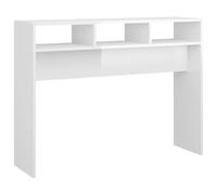 Table console blanc brillant 105 x 30 x 80 cm bois multicouche | Finition blanc brillant, bois contreplaqué, plateau étroit 30 cm, entrée couloir, salon, bureau, assemblage requis