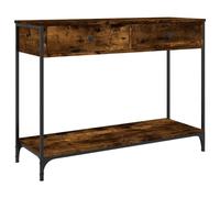 Table console bois contreplaqué chêne fumé 100 x 34,5 x 75 cm | Surface résistante à l'humidité, pieds réglables, fixation murale incluse, style loft pour entrée, salon ou couloir