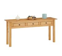 Table console CANCUN meuble d'appoint en bois avec 3 tiroirs, en pin massif finition teintée/cirée