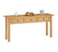 Table console CANCUN meuble d'appoint en bois avec 3 tiroirs, en pin massif finition teintée/cirée Naturel G