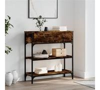 vidaXL Table console – Chêne fumé, bois d'ingénierie 72,5x25x75 cm avec rangement, industriel