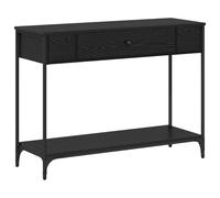 Table console chêne noir 100 x 34,5 x 75 cm Bois recy ois recyclé, tiroirs avec bouton, étagères spacieuses, style rustique, hall ou salon