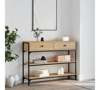vidaXL Table Console, Table d'Entrée avec Rangement, Table de Couloir, Table d'Appoint Salon Salle de Séjour Maison Intérieur, Industriel, Chêne Sonoma Bois d'Ingénierie