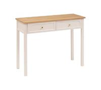 Table console Coiffeuse avec 2 tiroirs, coloris ivoire - Longueur 100 x Profondeur 35 x Hauteur 80 cm