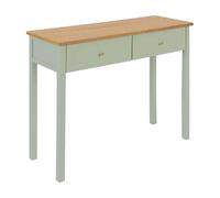 Table console Coiffeuse avec 2 tiroirs, coloris Vert Céladon - Longueur 100 x Profondeur 35 x Hauteur 80 cm