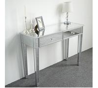 Table console-Coiffeuse Miroir -Table de maquillage- bureau vanité avec 2 tiroirs,105*36*76cm,argenté