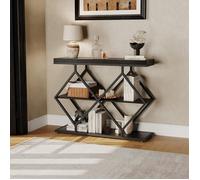 Table Console ,Console Meuble,Console étroite,3 niveaux avec étagères ouvertes pour entrée, couloir et derrière canapé,noir