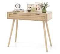 Table Console COSTWAY avec Tiroir Coulissant, Kits anti-basculements, Table d’Appoint de Canapé pour Couloir Bureau Salon, Naturel