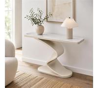 Table Console Couloir, Console Salon Moderne, Table D'appoint Contemporaine | Plateau Blanc Effet Marbre, Lignes Courbes Et Silhouette Fine Pour Entrée, Hall, Couloir Ou Salon(White,59"/150cm)