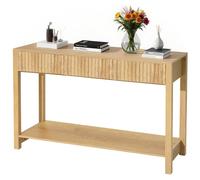 Table console de 120 cm, bureau de style rustique à placer derrière le canapé, avec tiroirs et étagère de rangement en bas, table d'entrée rectangulaire étroite en bois pour le couloir, la chambre, le