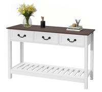 Table console de 120 cm, bureau de style rustique à placer derrière le canapé, avec tiroirs et étagère de rangement en bas, table d'entrée rectangulaire étroite en bois pour le couloir, la chambre, le