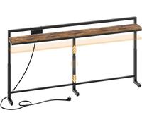 Table console de 180 cm de long avec hauteur réglable (70–90 cm), table d'entrée étroite et longue avec une multiprise coulissante (2 prises de courant, 1 USB-A, 1 USB-C), table d'entrée pour salon, m