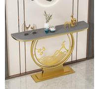 Table console demi-lune avec plateau en pierre, design unique pour salon, entrée, couloir