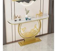 Table console demi-lune avec plateau en pierre, design unique pour salon, entrée, couloir