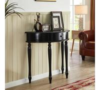 Table Console Demi-Lune avec Tiroir Meuble d'Entrée en Bois Style Classique | Petite Table d'Appoint Curved pour Couloir et Salon Table de Canapé Décoration Intérieure Élégante(Black,90cm/35.4in)