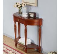 Table console demi-lune en bois massif de cerisier - Élégante table de canapé d'entrée et de couloir avec rangement, design demi-cercle de 80 cm, mobilier élégant de décoration d'intérieur