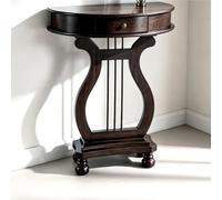 Table Console Demi-Lune en Bois Massif, Meuble d'Entrée avec Tiroir | Bois Massif, Style Mid-Century, Gain de Place, Montage Facile, Entrée(Dark walnut)
