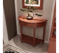 Table console demi-lune en noyer clair - Table de canapé d'entrée en bois massif pour couloir et décoration d'entrée, design moderne (99,1 x 38,1 x 87,9 cm) - Meuble d'appoint élégant
