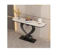 Table console demi-lune pour entrée, canapé étroit avec dessus en marbre et base en métal, table d'appoint vintage moderne pour couloir, 150 cm